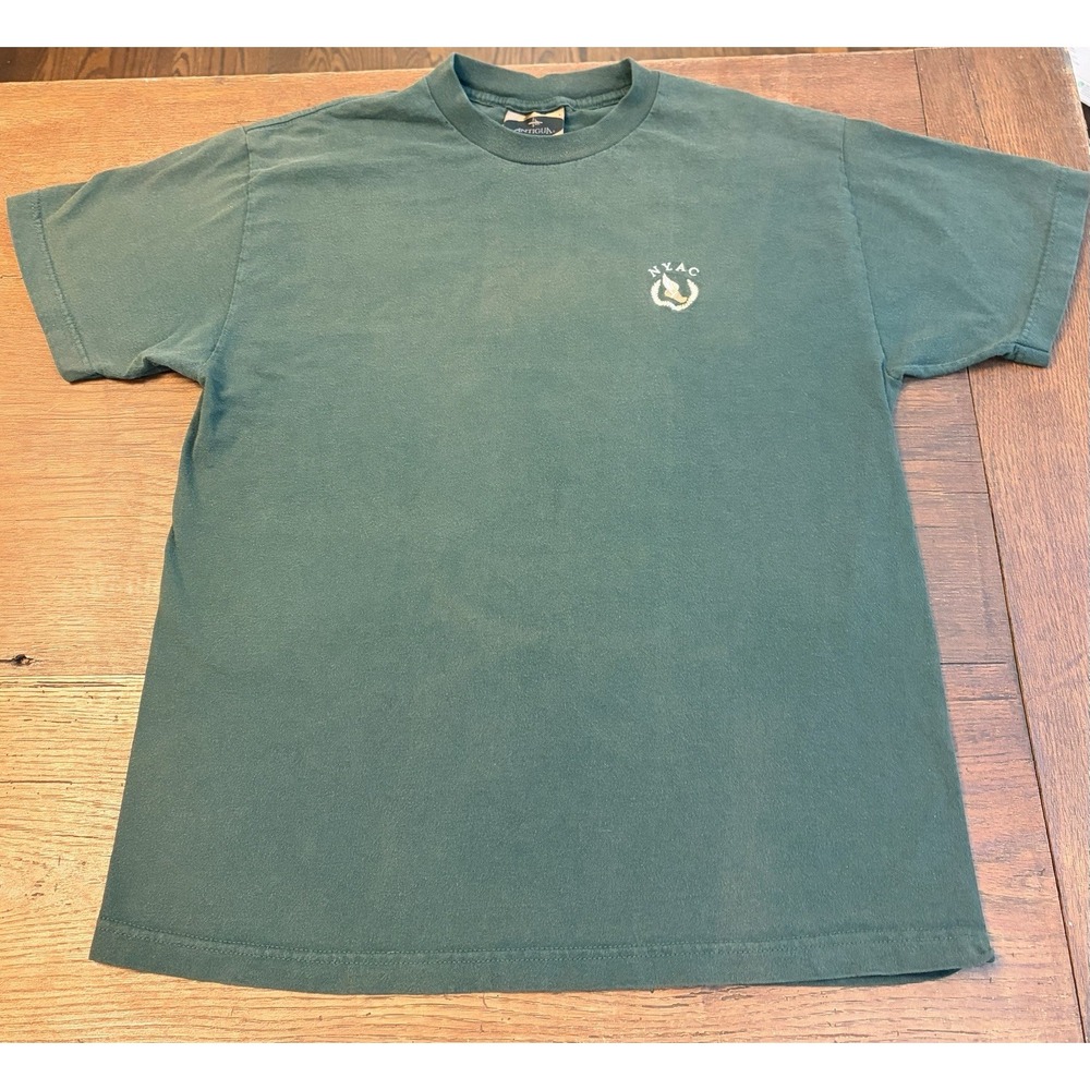 Antigua NYAC T Shirt New York Athletic Club Green VTG Size Large. Fit Mens Small